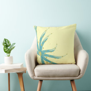 Aqua Aquamarin Yellow Chartreuse Modernes Blumenki Kissen