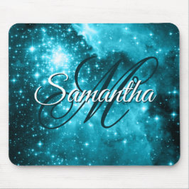 Aqua Aquamarine Funkelnd Sterne Celestial Extravag Mousepad