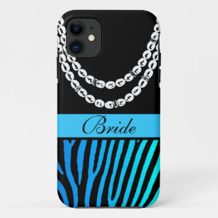Aqua aquamarine zebra Streifen Braun Perlen iPhone Case-Mate iPhone Hülle