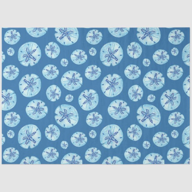 Aqua-aquamariner Sand-Dollar-Aquarell Seidenpapier (Vorderseite)