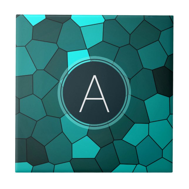 Aqua-aquamarines beflecktes Glas-Mosaik Fliese (Vorderseite)