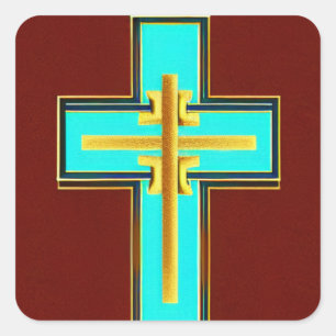 Aqua Asian Style Cross Sticker