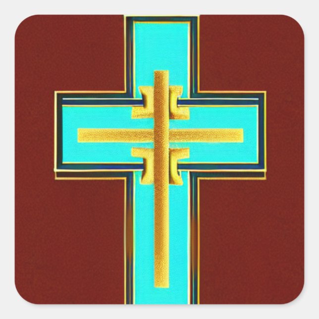 Aqua Asian Style Cross Sticker (Vorderseite)