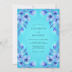Aqua Ätherische Blütenhochzeit Einladung