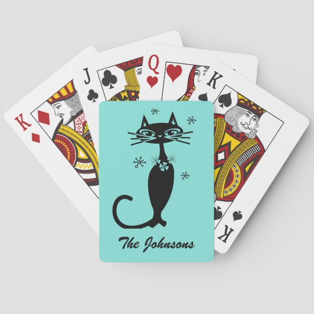 Aqua Atoma Retro Cat Playing Cards MCM Geschenk Spielkarten (Rückseite)