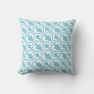 Aqua auf weißem Schallwellen-Design-Diagonalmuster Kissen