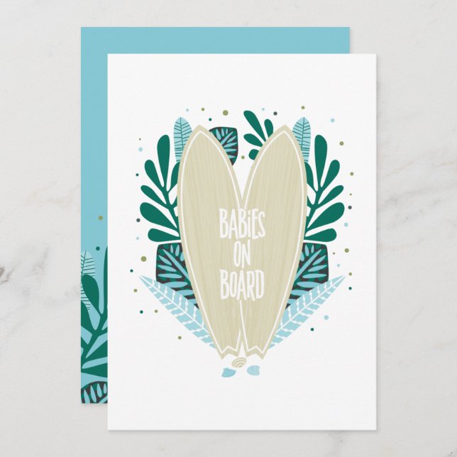 Aqua Baby an Bord Twins Kinderdusche Einladung (Vorne/Hinten)