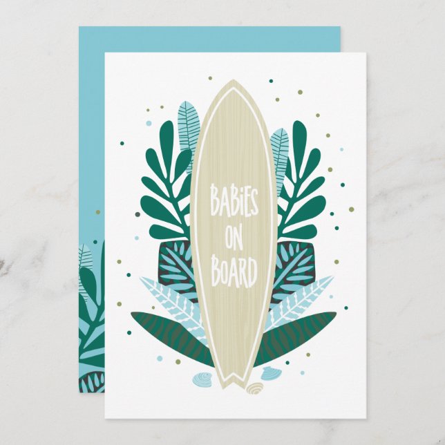 Aqua Baby an Bord Twins Kinderdusche Einladung (Vorne/Hinten)