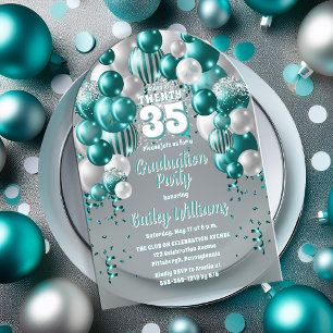 Aqua Balloons Class Year Graduation Party Acryleinladungen