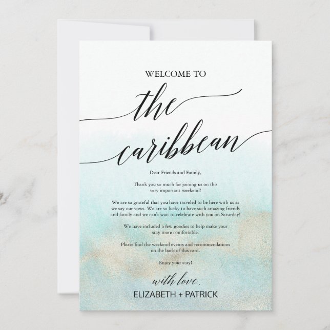 Aqua Beach Caribbean Begrüßungsschreiben & Unterku (Vorderseite)