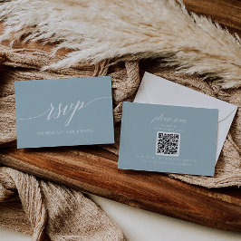 Aqua Beach Coordinated Wedding QR Code RSVP Card Karte