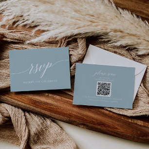 Aqua Beach Coordinated Wedding QR Code RSVP Card Karte