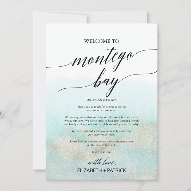 Aqua Beach Montego Bay Begrüßungsschreiben und Rei (Vorderseite)