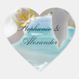 Aqua Beach Orchid Herz-Aufkleber