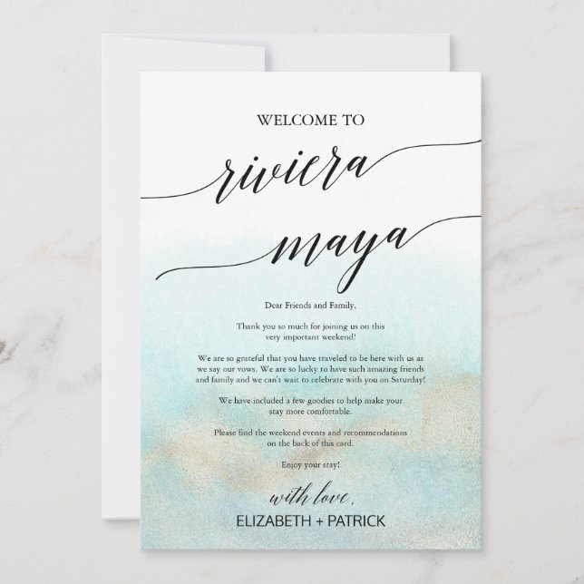 Aqua Beach Riviera Maya Begrüßungsschreiben und Re (Vorderseite)