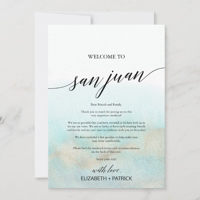 Aqua Beach San Juan Begrüßungsschreiben und Reisen (Vorderseite)
