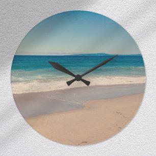 Aqua Beach Scene Große Wanduhr