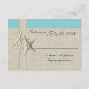 Aqua Beach und Burlap Response Card RSVP Karte