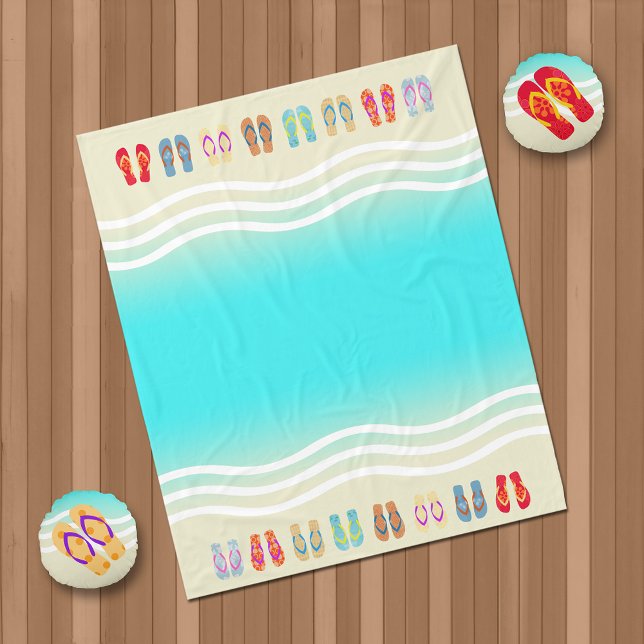 Aqua Beach Waves Summer Sandals Fleecedecke (Von Creator hochgeladen)