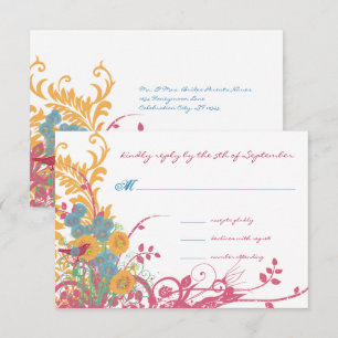 Aqua Beeswax Raspberry Wild Blume Bird Wedding Einladung