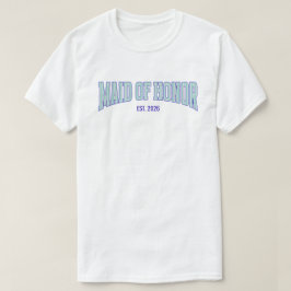 Aqua + Beige Streifen Navy MAID OF HONOR  T-Shirt