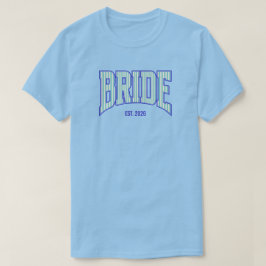 Aqua + Beige Streifen Navy Varsity BRIDE T-Shirt