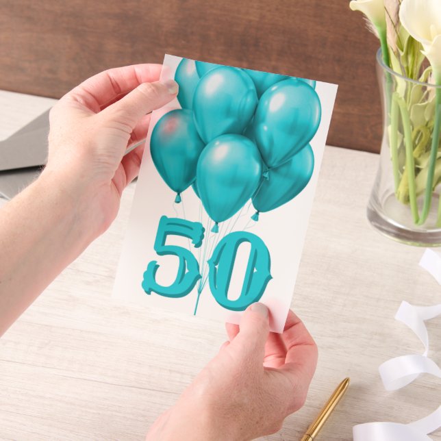 Aqua Birthday Balloons Age Overlay (Handgehalten)