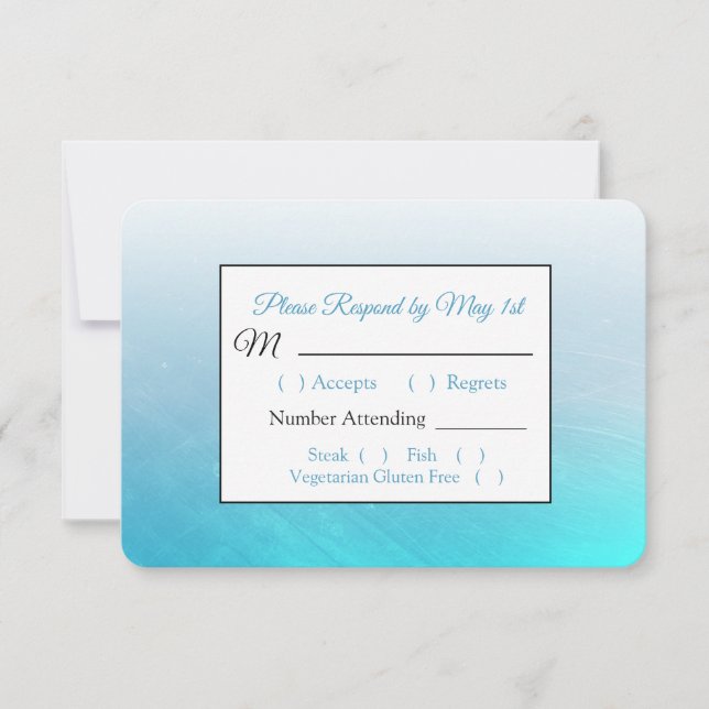 Aqua Black and Blue Wedding RSVP Karte (Vorderseite)