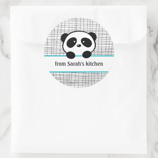 Aqua Black Panda Bären Backen und Canning Runder Aufkleber (Tasche)