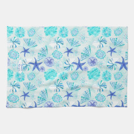 Aqua-blau-aquamarine Aquarelltöne-individuelle Nam Geschirrtuch