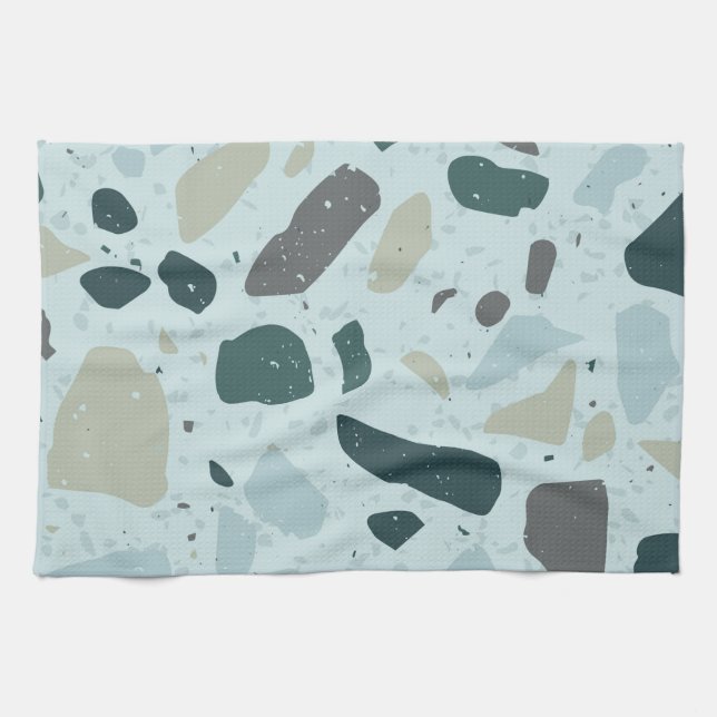 Aqua-Blau-Blob-Küchenhandtuch Geschirrtuch (Horizontal)