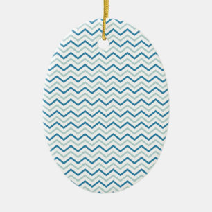 Aqua Blau Chevron Muster Keramikornament