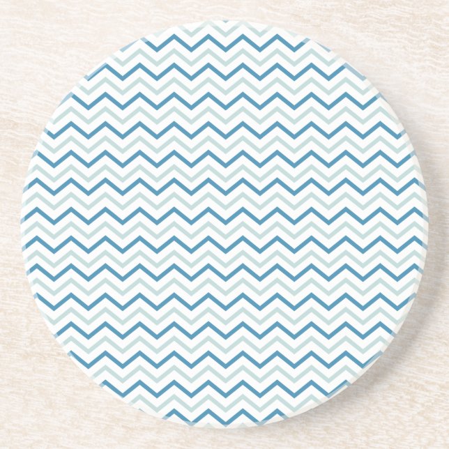 Aqua Blau Chevron Muster Sandstein Untersetzer (Vorne)