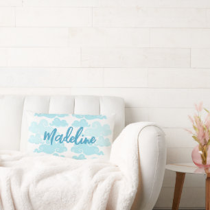 Aqua Blau Chinoiserie Cloud Name Lendenkissen