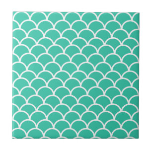 Aqua Blau Fischschuppenmuster Fliese
