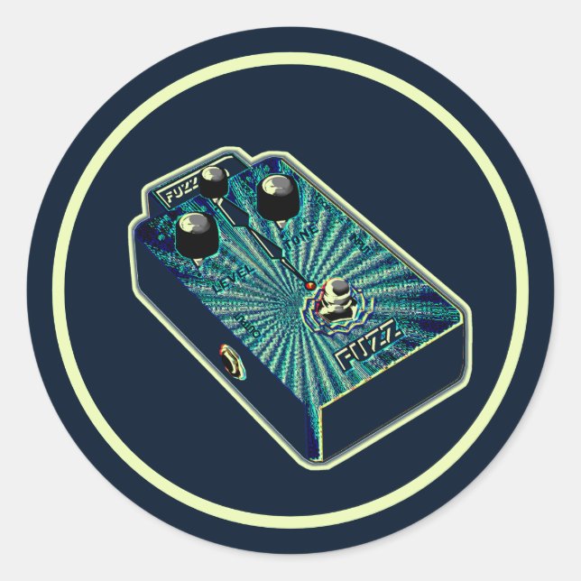 Aqua blau Fuzz Runder Aufkleber (Vorderseite)