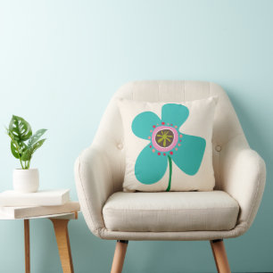 Aqua Blau Gänseblümchen Pop Süße Sommerblumen Must Kissen