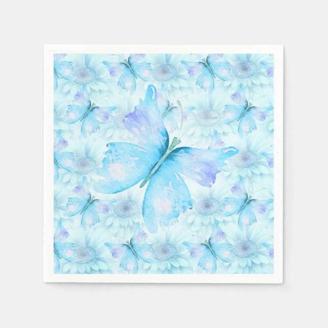 AQUA BLAU GERBER DAISIES UND SCHALTFLEUNDSCHAFT DE SERVIETTE (Vorderseite)