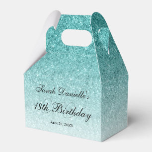 Aqua Blau Glam Glitter Personalisiert Geschenkschachtel