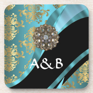 Aqua-Blau-Goldstaub-Imitate Kristall Untersetzer