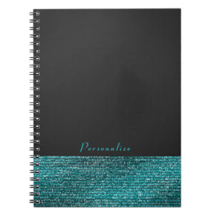 Aqua Blau & Grau Moderne Glamour Pailletten Elegan Notizblock