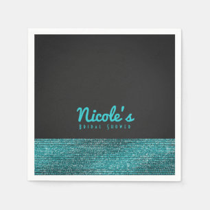 Aqua Blau & Grau Moderne Glamour Pailletten Schick Serviette
