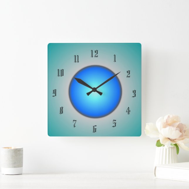Aqua/blau/grün Kreislauf>Wall-Uhr Quadratische Wanduhr (Zuhause)
