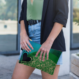 Aqua Blau Grüne Schicke Florale Herz Accessoire Ta Zubehörtasche