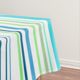 Aqua Blau Grüne Strandfarben Streifen Tischdecke