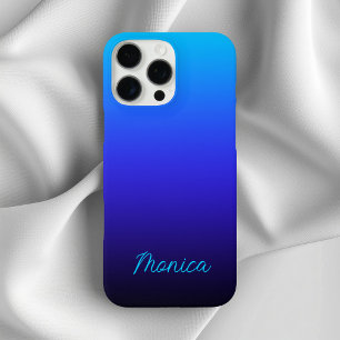 Aqua Blau Indigo und Schwarzes Ombre iPhone 16 Pro Max Hülle