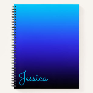Aqua Blau Indigo und schwarzes Ombre Notizbuch