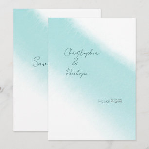 Aqua-Blau-Kalligrafie-Aquarell Save-the-Date Einladung