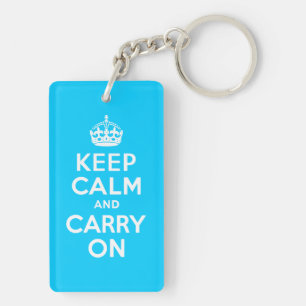 Aqua Blau Keep Calm und Mach Weiter Schlüsselanhänger