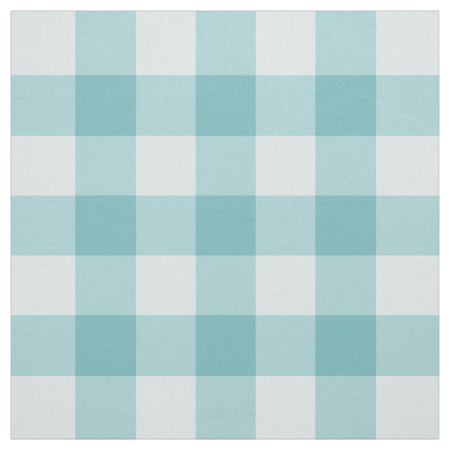 Aqua Blau Klassischer Gingham Pima Baumwollstoff Stoff (Muster)